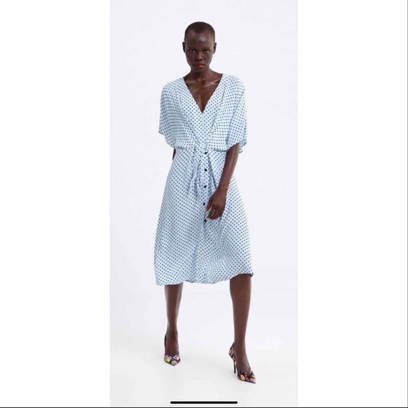 zara blue polka dot dress